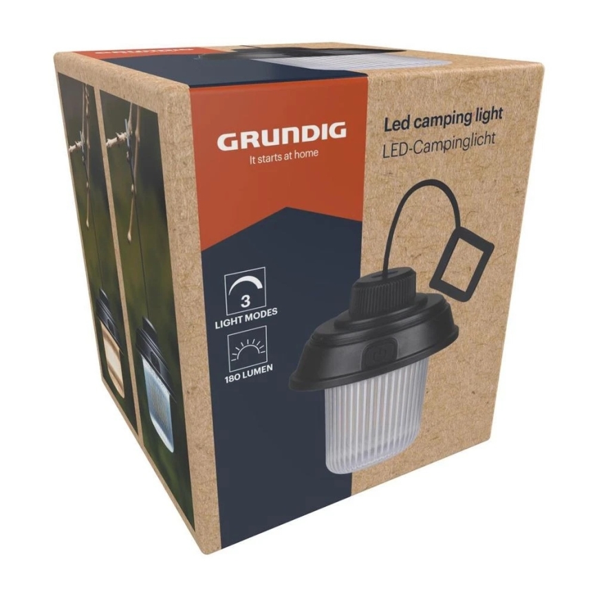 Grundig - светодиодный кемпинговый фонарь LED/3xAA 3000/4500/6000K IP44 чёрный