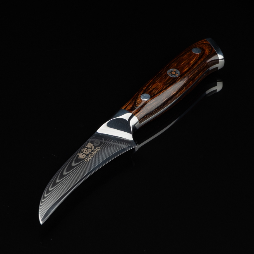 Gudaro -Дамасский кухонный нож для фруктов FENG 3,5, 67 слоёв стали, длина 9,5cm