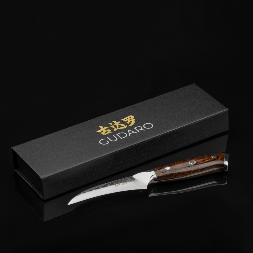 Gudaro -Дамасский кухонный нож для фруктов FENG 3,5, 67 слоёв стали, длина 9,5cm