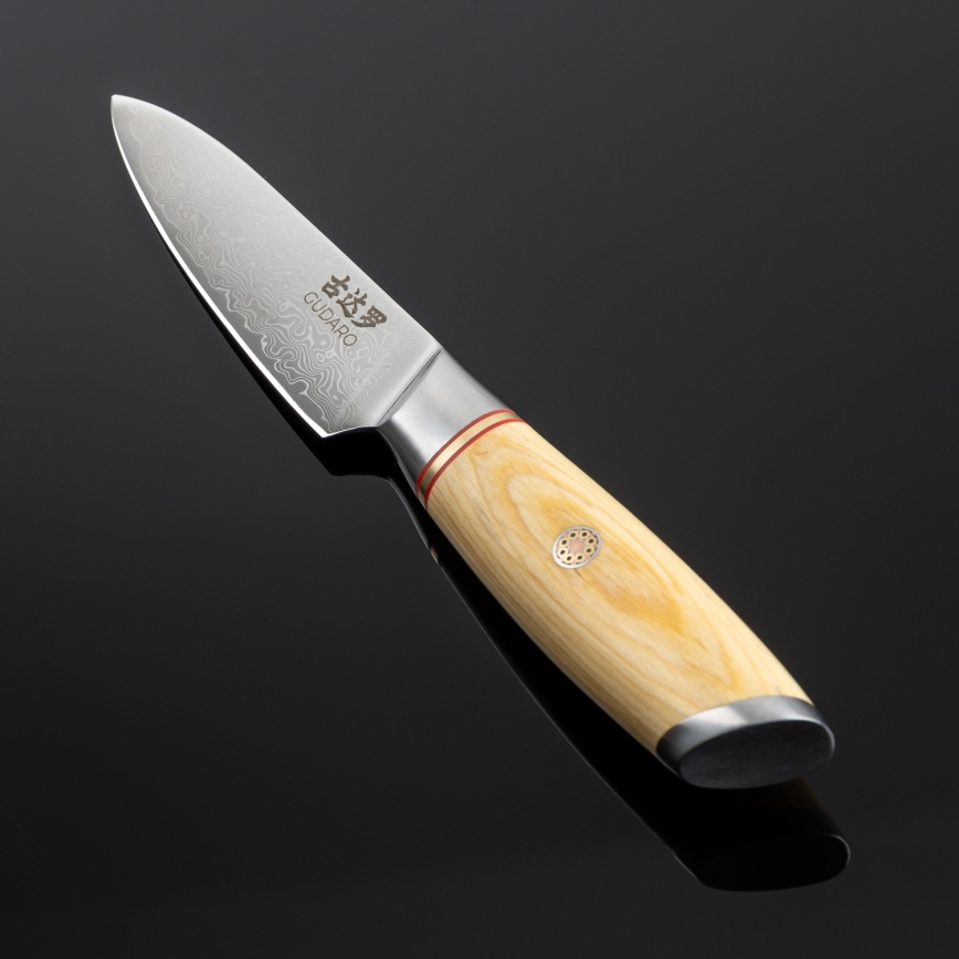Gudaro - Дамасский кухонный нож HIKARI 3,5, 67 слоёв стали, длина 9,5 см