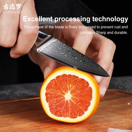 Gudaro - Дамасский кухонный нож KENSHO 3,5, 67 слоёв стали, длина 9,5 см