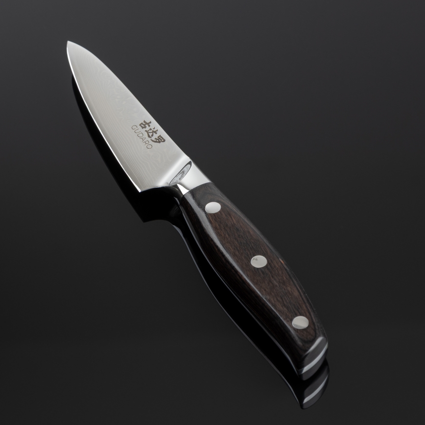 Gudaro - дамасский кухонный нож SHIRO 3,5, 67 слоёв стали, длина 9,5 см