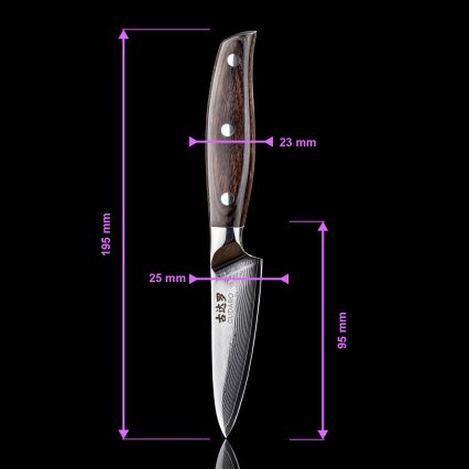 Gudaro - дамасский кухонный нож SHIRO 3,5, 67 слоёв стали, длина 9,5 см