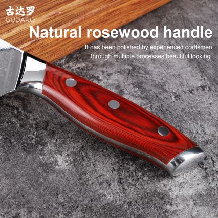 Gudaro - Дамасский кухонный тесак KENSHO 6,5, 67 слоёв стали, длина 16,2 см