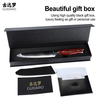 Gudaro - Універсальний кухонний ніж KENSHO 5, з дамаської сталі, 67 шарів, довжина 12,5 см