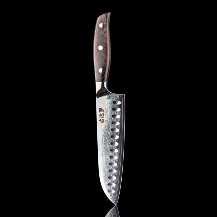 Gudaro - Дамаський Santoku кухонний ніж SHIRO 7, 67 шарів сталі, довжина 17,5 см