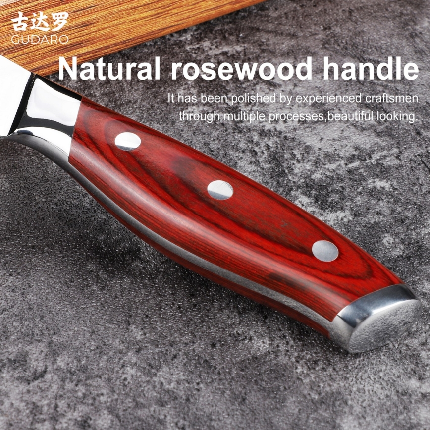 Гударо - Дамаський кухонний ніж КЕНШО 3,5, 67 шарів сталі, довжина 9,5 см