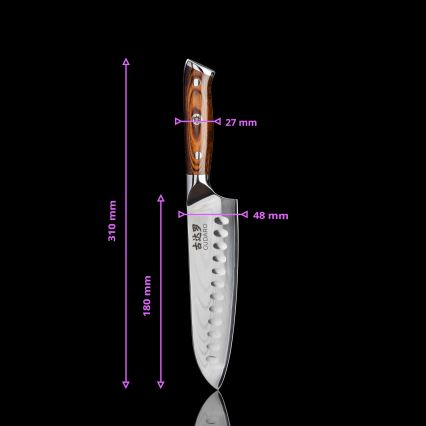 Gudaro - НАБІР 2x дамаський кухонний ніж Santoku FENG 7,5, 67 шарів сталі, довжина 18 см + 1x БЕЗКОШТОВНИЙ дамаський кухонний ніж для фруктів FENG 3,5, 67 шарів сталі, довжина 9,5 см