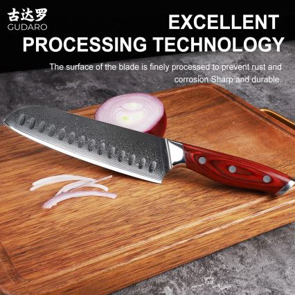 Gudaro - Набір кухонних ножів у підставці KENSHO 7 шт акація