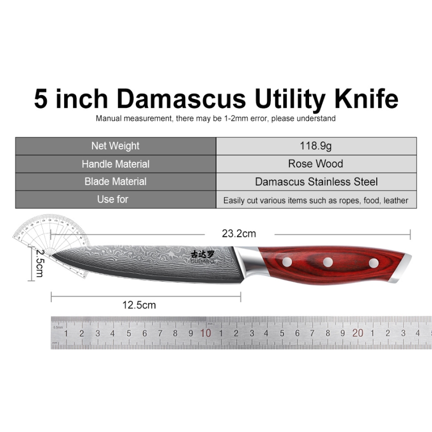 Gudaro - Набір кухонних ножів у підставці KENSHO 7 шт акація