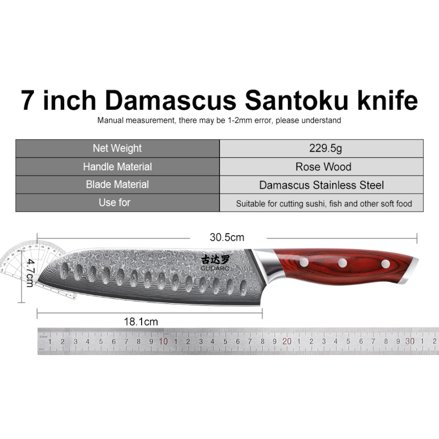 Gudaro - Набір кухонних ножів у підставці KENSHO 7 шт акація