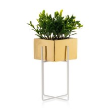Горщик для квітів керамічний MIZU 20,4x12,1 см золотий/білий