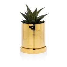 Горщик для квітів керамічний з мискою HANYA 11x11 см золотий