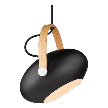 Halo Design 734344 - Підвісний світильник на тросі DC 1xE27/40W/230V Ø 26 см чорний/дуб