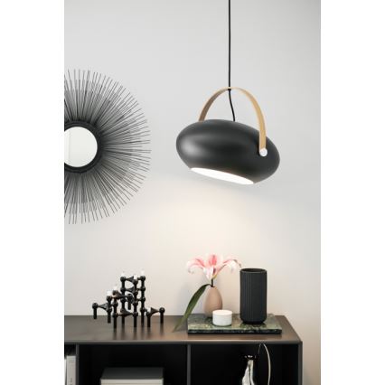 Halo Design 734382 - Люстра на тросе DC, 1xE27/40W/230V, диаметр 40 см, чёрный/дуб