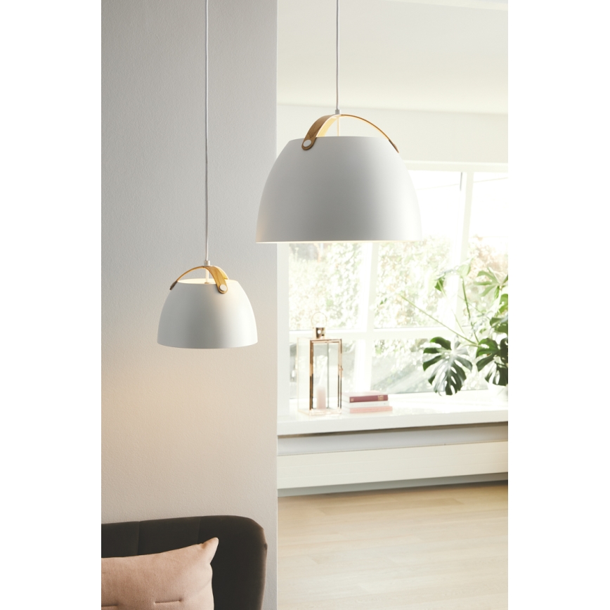 Halo Design 734870 - Подвесной светильник на кабеле OSLO 1xE27/40W/230V, диаметр 40 см, белый/дуб