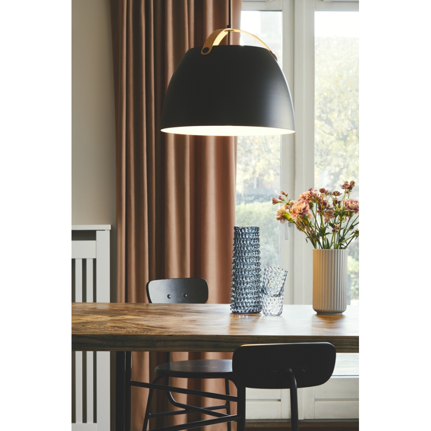 Halo Design 734887 - Підвісна люстра на тросі OSLO 1xE27/40W/230V Ø 40 см чорний/дуб