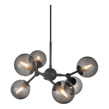 Halo Design 736553 - Люстра на тросе ATOM 6xG9/28W/230V Ø 45 см чёрная/дымчато-чёрная