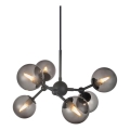 Halo Design 736553 - Підвісна люстра на тросі ATOM 6xG9/28W/230V діаметр 45 см чорна/димчасто-чорна