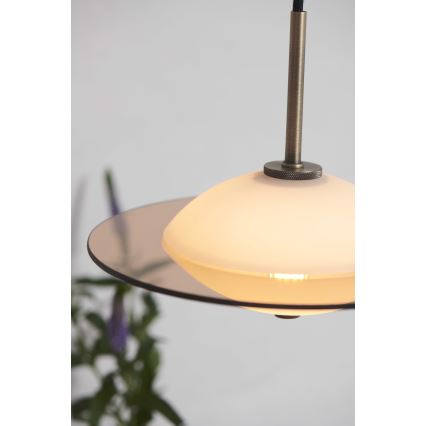 Halo Design 743599 - Подвесная люстра на тросе ORBIT 1xG9/7W/230V, диаметр 24 см, белый/латунь/дымчато-серый