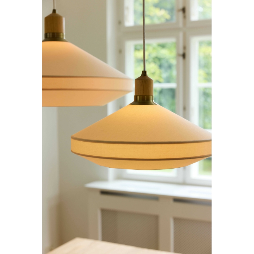 Halo Design 744091 - Люстра на тросе PARIS 1xE14/40W/230V Ø 24 см кремовая/латунь/дуб