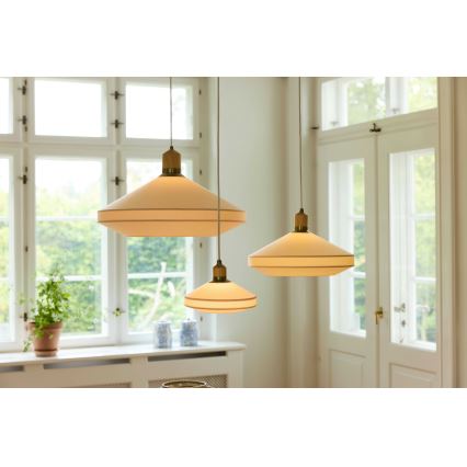 Halo Design 744091 - Люстра на тросі PARIS 1xE14/40W/230V діаметр 24 cm кремова/латунна/дубова