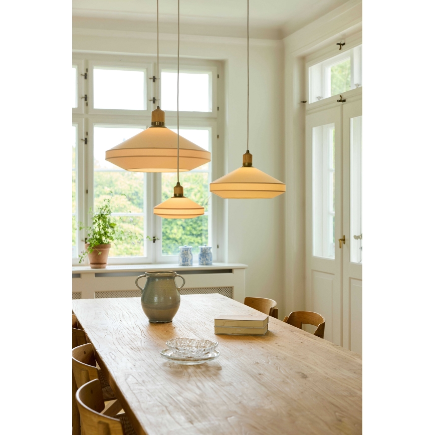 Halo Design 744305 - Люстра на тросе PARIS 1xE27/40W/230V, диам. 56 см, кремовый/латунь/дуб