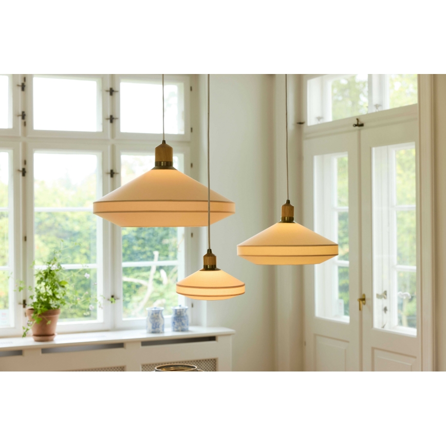 Halo Design 744305 - Люстра на тросе PARIS 1xE27/40W/230V, диам. 56 см, кремовый/латунь/дуб