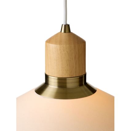 Halo Design 744305 - Люстра на тросе PARIS 1xE27/40W/230V, диам. 56 см, кремовый/латунь/дуб