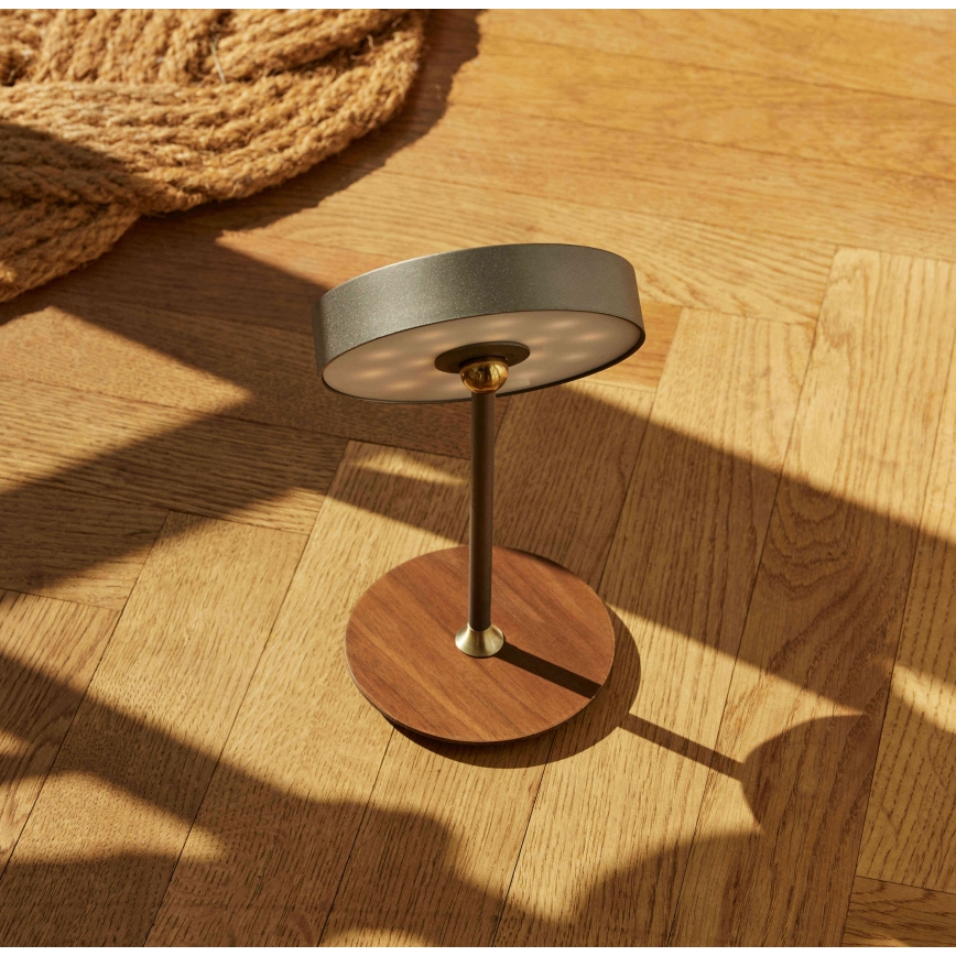 Halo Design 745791 - Диммируемая светодиодная аккумуляторная настольная лампа ON THE MOVE LED/2,5W/4000 mAh серый/дерево