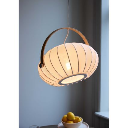 Halo Design 746347 - Подвесной светильник на тросе DC 1xE27/40W/230V Ø 40 см белый/дуб