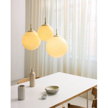 Halo Design 748365 - Підвісна люстра на шнурі CANDY 1xE27/25W/230V діам. 20 см бежевий/латунь