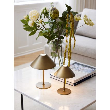 Halo Design 800841 - Диммируемая уличная перезаряжаемая настольная лампа HYGGE LED/3W/4000 mAh IP54 латунь