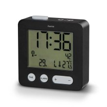Hama - Будильник з LCD-дисплеєм і термометром 2xAAA чорний