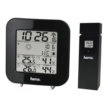 Hama - Метеостанция с LCD-дисплеем и будильником 2xAA черный