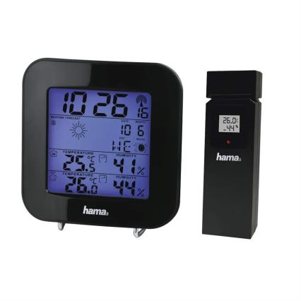 Hama - Метеостанция с LCD-дисплеем и будильником 2xAA черный