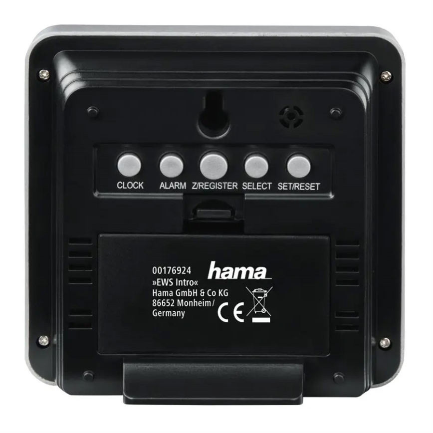 Hama - Метеостанция с LCD-дисплеем и будильником 2xAA черный/серый