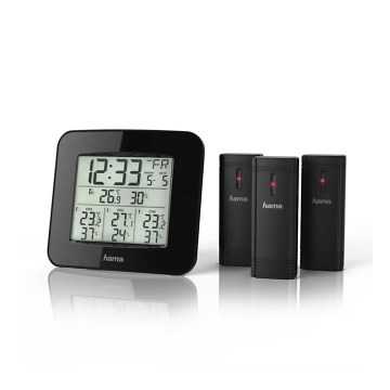 Hama - Метеостанція з РК-дисплеєм та будильником 3xAAA + 3x датчик 2xAA