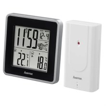 Hama - Метеостанция с LCD-дисплеем и будильником 2xAA черный/серый
