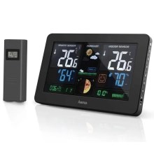 Hama - Метеостанція з кольоровим РК-дисплеєм та будильником + USB чорний