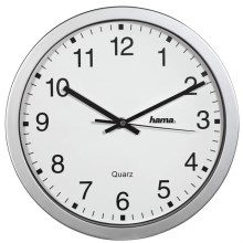 Hama - Настінний годинник 1xAA срібний