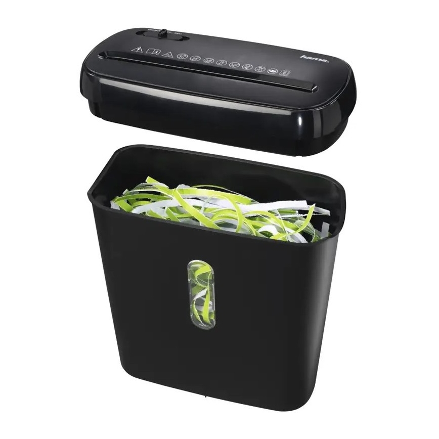 Hama - Шредер для паперу A4, обсяг 8 л, 230 В, чорний