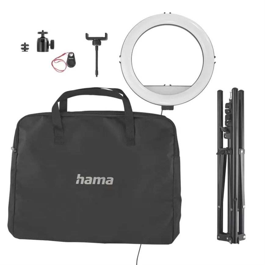 Hama - Светодиодный кольцевой светильник с регулированием яркости и штативом LED/10W/5V диаметр 30 см + дистанционное управление