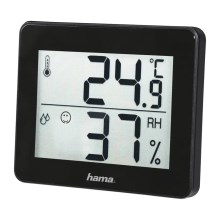 Hama - Кімнатний термометр із гігрометром 1xCR2025 чорний