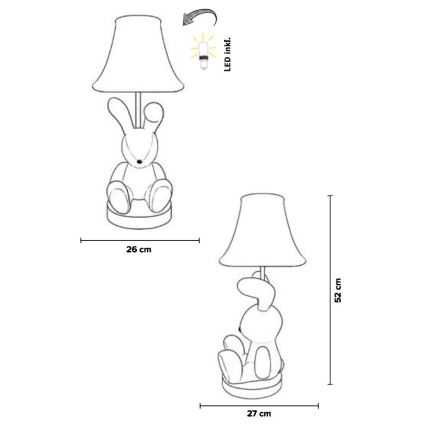 Happy Lamps - Дитяча світлодіодна настільна лампа BENNY LED/5,4W/230V кролик