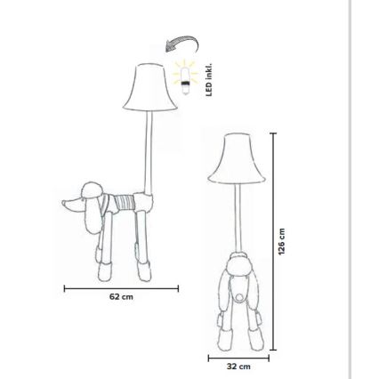 Happy Lamps - LED Дитячий торшер BELLO LED/5,4W/230V пудель