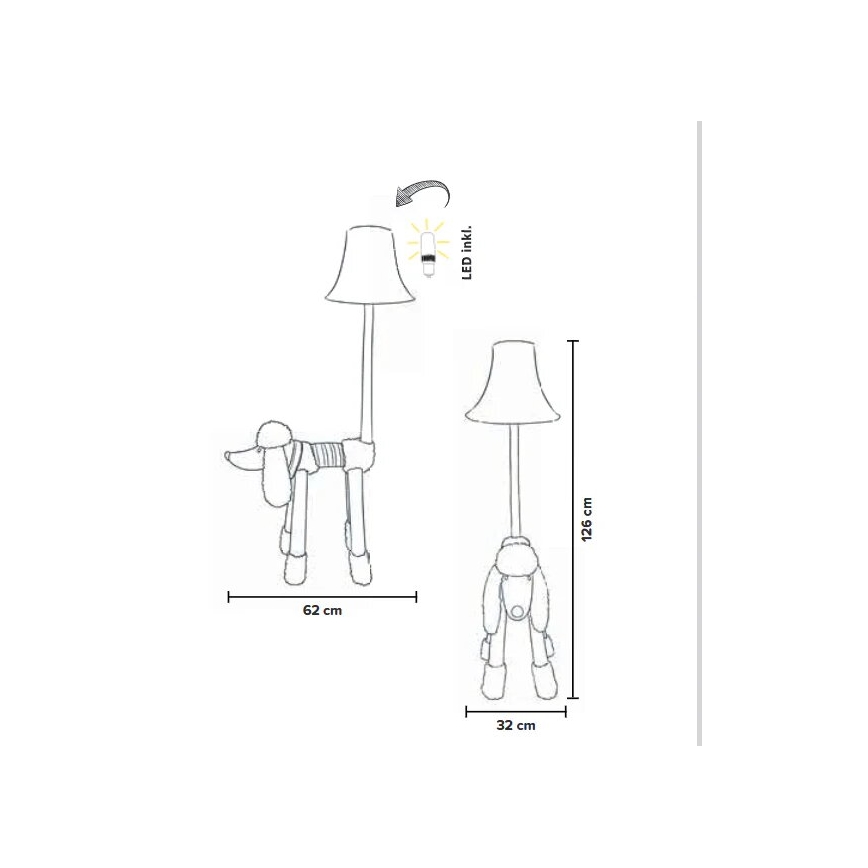 Happy Lamps - LED Дитячий торшер BELLO LED/5,4W/230V пудель