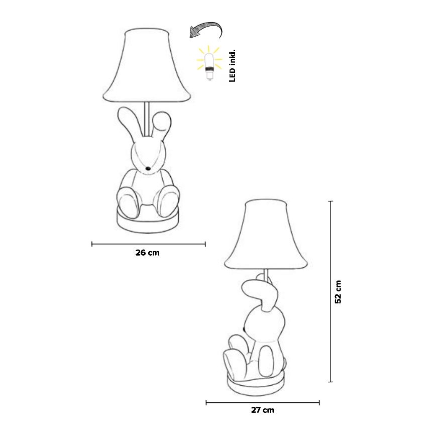 Happy Lamps - Светодиодная детская настольная лампа BENNY LED/5,4W/230V кролик