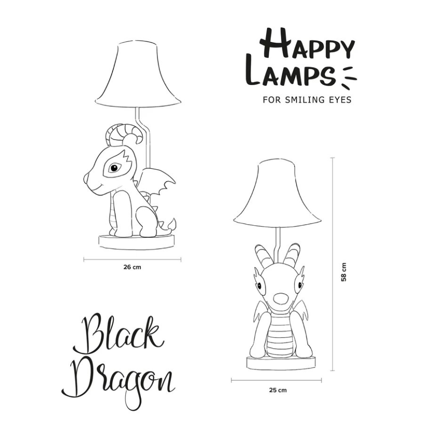 Happy Lamps - Светодиодная детская настольная лампа BLACK DRAGOON LED/5,4W/230V дракон