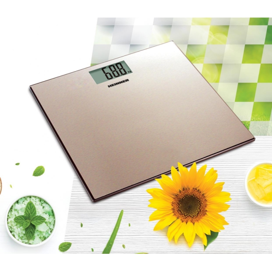 Heinner HBS-180SSGD - Цифрові персональні ваги 2xAAA, нержавіюча сталь